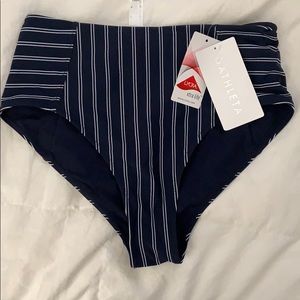 Athleta High Waisted striped bikini bottoms